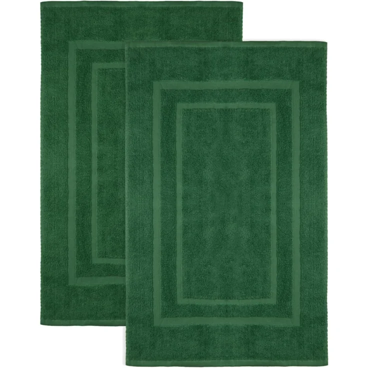 NatureMark 2er Pack Badvorleger Badematte | Premium Qualität | 100% Baumwolle | 50x80 cm | Duschvorleger Duschmatte Doppelpack | Farbe: Dunkel grün