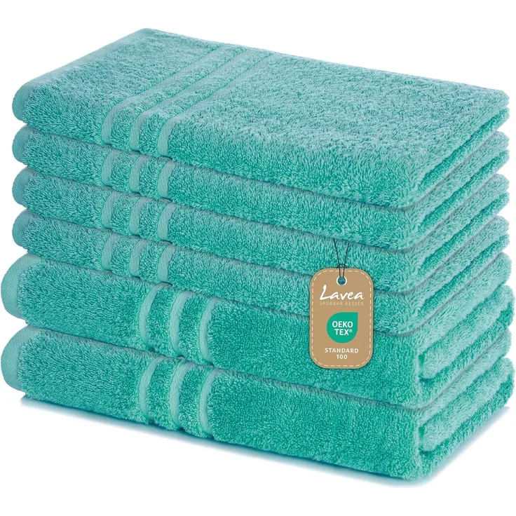 Lavea Handtuch Set Elena, Duschtücher, Handtücher, Gästetücher, Waschhandschuhe, 100% Baumwolle (Set, 6-St), Frottierserie, weich & saugstark, pflegeleicht, 500 g/m² Frottier
