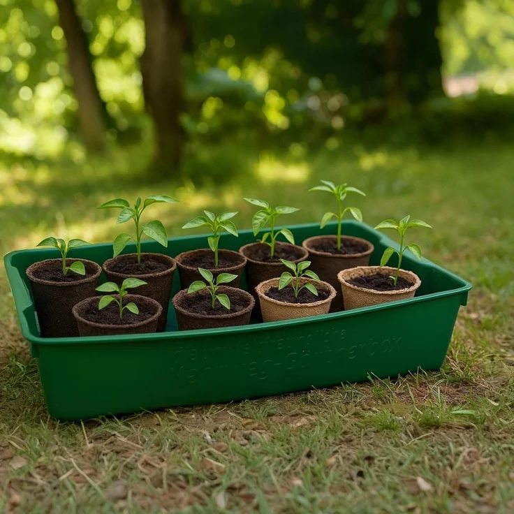 Gärtnerbox Pflanzschale Pikierschale Grün 58x32x11cm Pflanzwanne Blumenkasten Anzuchtwanne eckig Saatschale - robust, wetterfest, frostfest – Bild 2