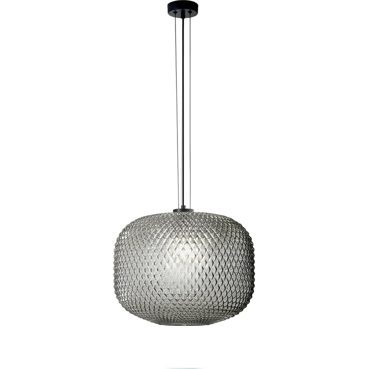 LED Pendelleuchte einflammig Kristall Glasschirm Rauchglas, Ø 40cm – Bild 2