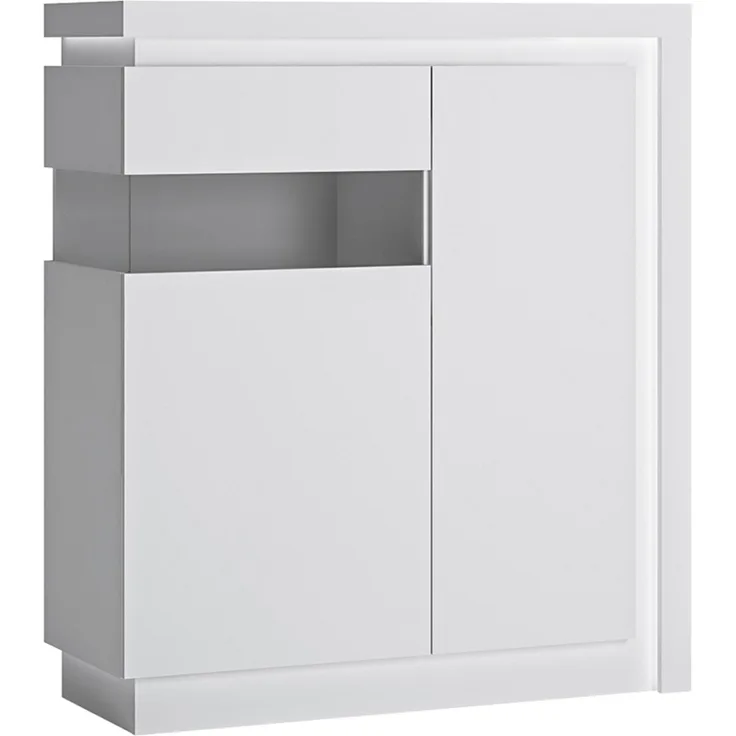 Highboard, 108 cm breit, in weiß Hochglanz LYNDHURST-129, B/H/T ca. 108/124/42 cm