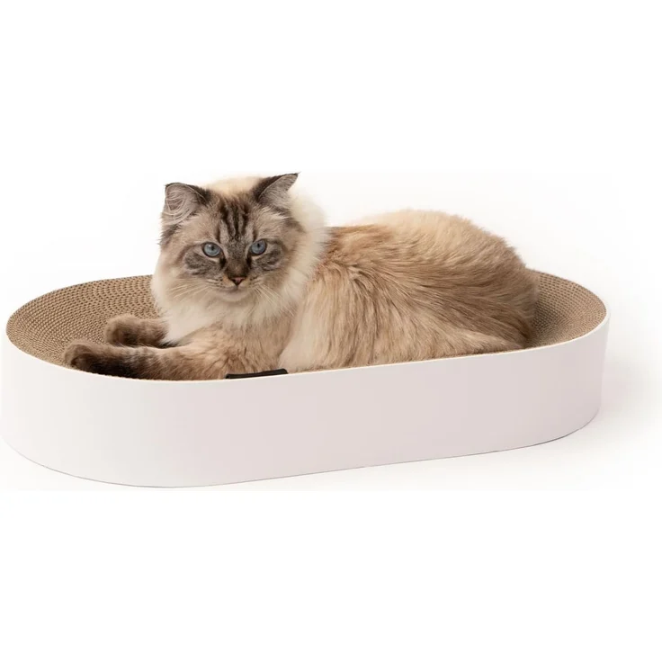 LucyBalu Kratzbrett SCRATCHBED Katzen Kartonbett, XXL Katzenbett aus Wellpappe rund, Kratzmöbel Katze, großes Kratzbrett, Katzen Kratzspielzeug – Bild 1