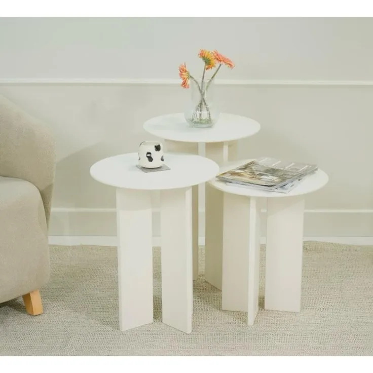 Skye Decor 'Leo (55 + 50 + 45) - Cream' Couchtisch-Set, Creme, 40 x 55 x 40 cm