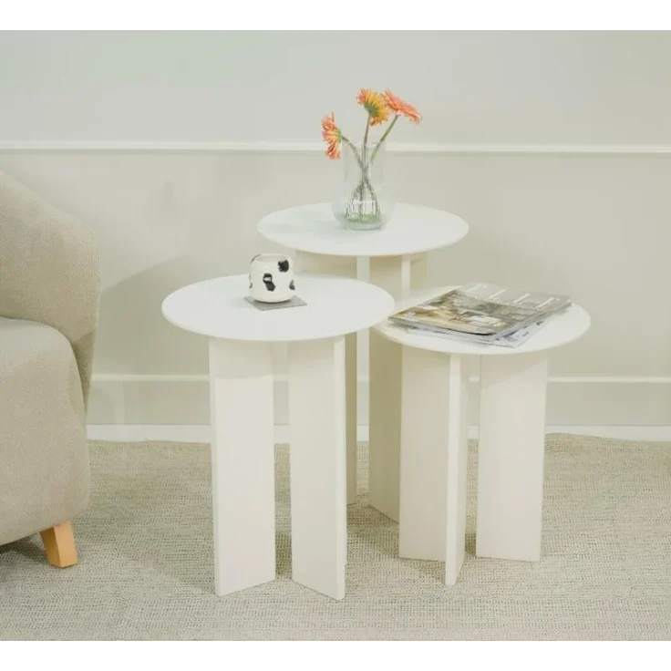 Skye Decor 'Leo (55 + 50 + 45) - Cream' Couchtisch-Set, Creme, 40 x 55 x 40 cm – Bild 1