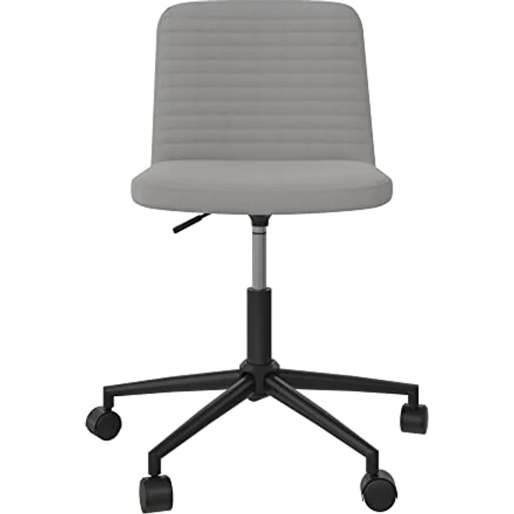 DHP Furniture Corey Bürostuhl Grau, höhenverstellbarer Drehstuhl mit Rollen, gepolsterter Arbeitsstuhl ohne Armlehnen, mit Metallgestell, 59 x 56 x 76 cm – Bild 1