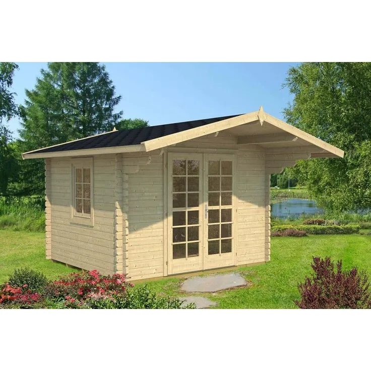 Alpholz Gartenhaus Modell Sandra-B 250x300 Gartenhaus aus Holz Holzhaus mit 40 mm Wandstärke Blockbohlenhaus
