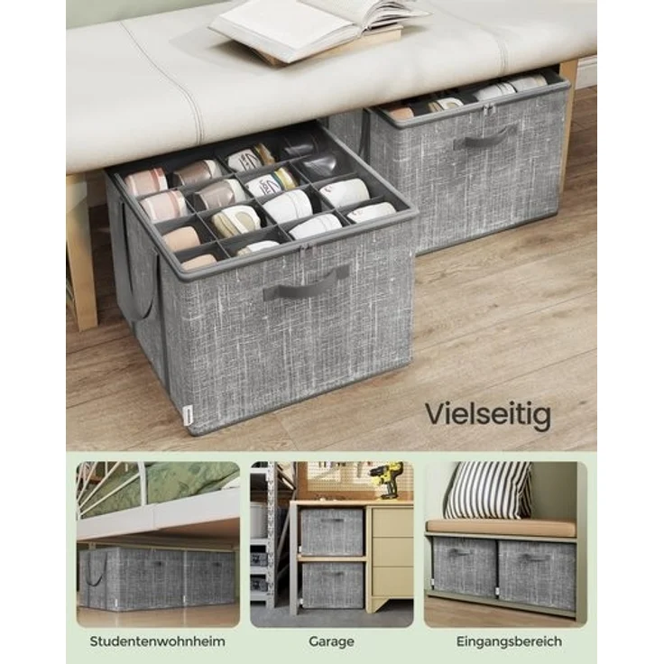 SONGMICS Schuh-Organizer, für bis zu 16 Paar Schuhe, Schuhaufbewahrung, Griffe, transparenter Deckel, für Schlafzimmer Eingangsbereich Kleiderschrank – Bild 4