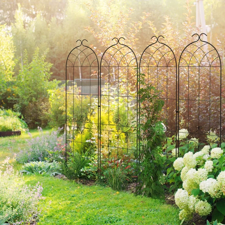 MELAYR, Set mit 2 Gartenrankgittern, Metallstütze für Kletterpflanzen, 50 cm lang x 181 cm hoch, Schwarz – Bild 4