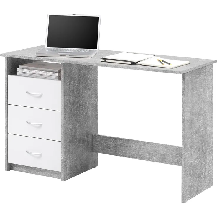 Schreibtisch >Mack< (B/H/T 123 x 76 x 50 cm) in Beton - 123x76x50cm (BxHxT)