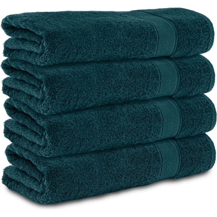 Komfortec 4er Handtücher Set 50x100 cm aus 100% Baumwolle | Frottee, Weich und Saugstark, Ideal für Bad und Gäste, Petrol