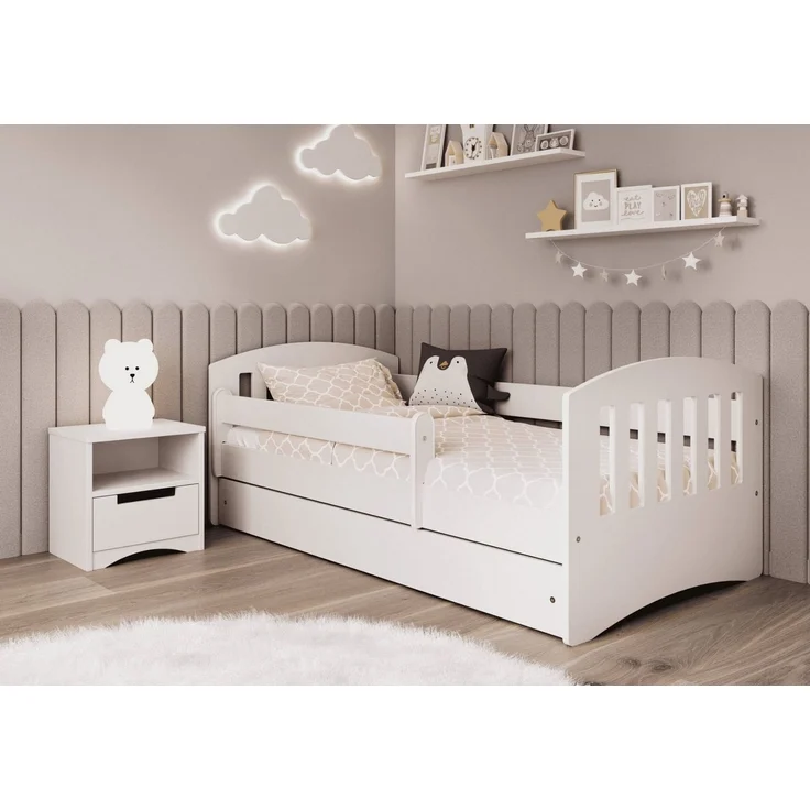 Kids Collective Kinderbett 80x160 & 80x180 cm mit Matratze Rausfallschutz Lattenrost & Schublade, 80x180 cm in weiß, Mädchen Jungenbett Jugendbett – Bild 1