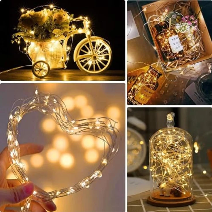 WEARXI Lichterkette Batterie, 10 Stück 2M 20 Mini LED Lichterkette mit Batterie, Lichterkette Innen, LED Lichterketten Batteriebetrieben, Lichterketten für Zimmer Deko, Hochzeitsdeko, Weihnachtsdeko – Bild 4