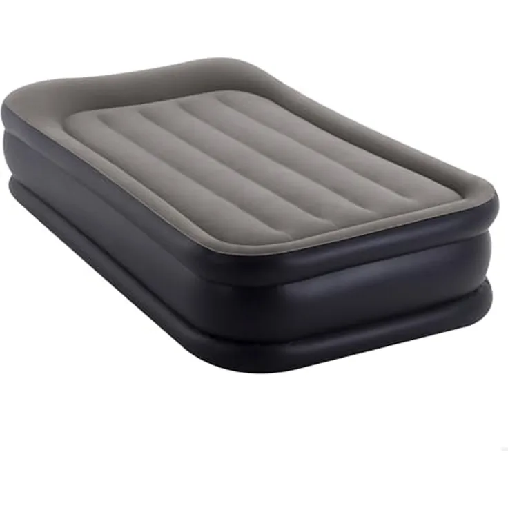 Intex 'DuraBeam DeluxePillow' Luftbett mit eingebauter, elektrischer Pumpe, PVC hellgrau / anthrazit, 99x191 cm