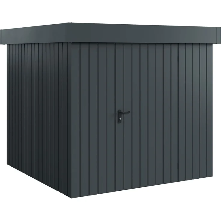 Hörmann Ecostar Metall-Gerätehaus "Euroline Trend" mit Flachdach EFD 5, anthrazitgrau, 214 x 214 cm,1-flüglige Tür – Bild 1