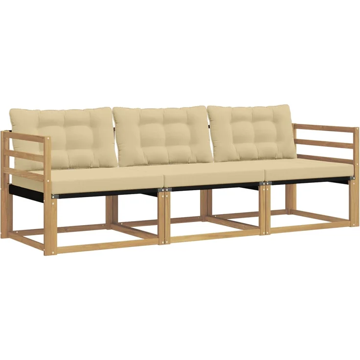 vidaXL Outdoor-Sofagarnitur 3 stk. Weiß und Beige 3388363 – Bild 2