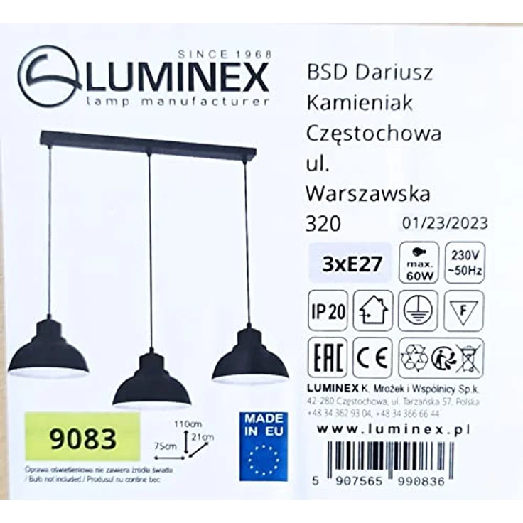 BSD Sven black 3-flammige Pendelleuchte, Deckenlampe im Kronleuchter-Stil, schwarz – Bild 2