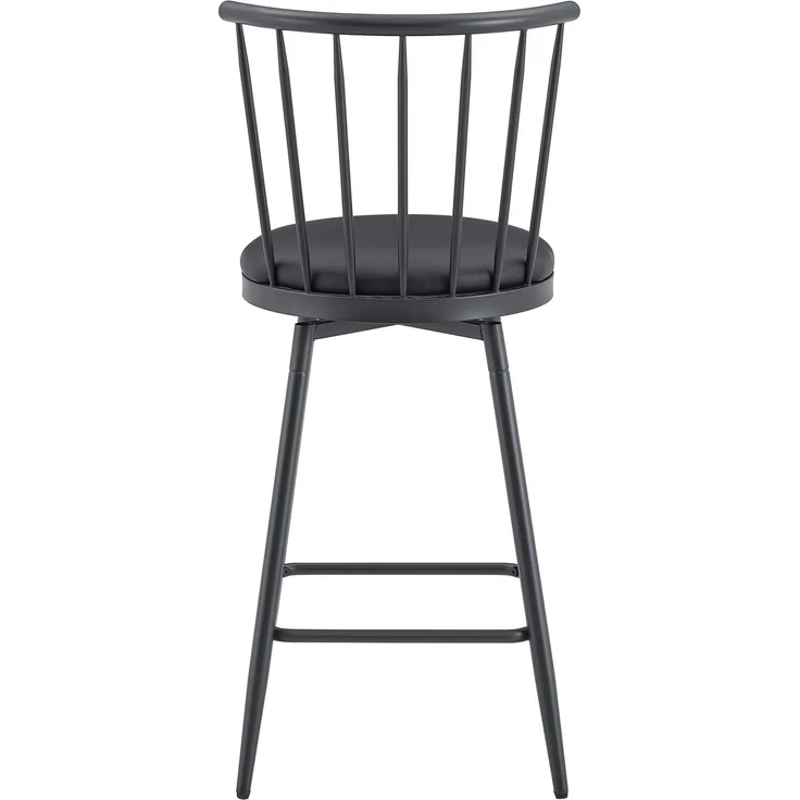 Barhocker 96x39x39 cm im 1er-Set, Windsor-Rücken, gepolsterter PU-Sitz, Schwarz – Bild 5