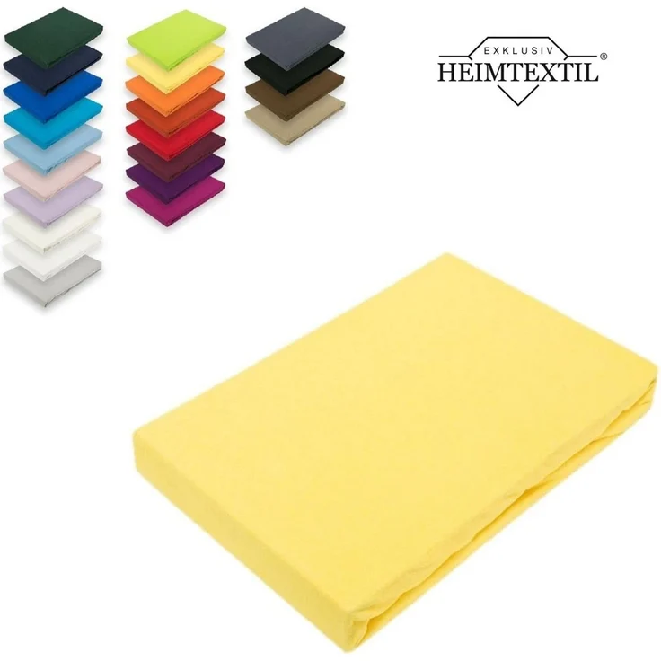EXKLUSIV HEIMTEXTIL Marke Jersey Spannbettlaken 60x120-70x140 cm Gelb – Bild 1