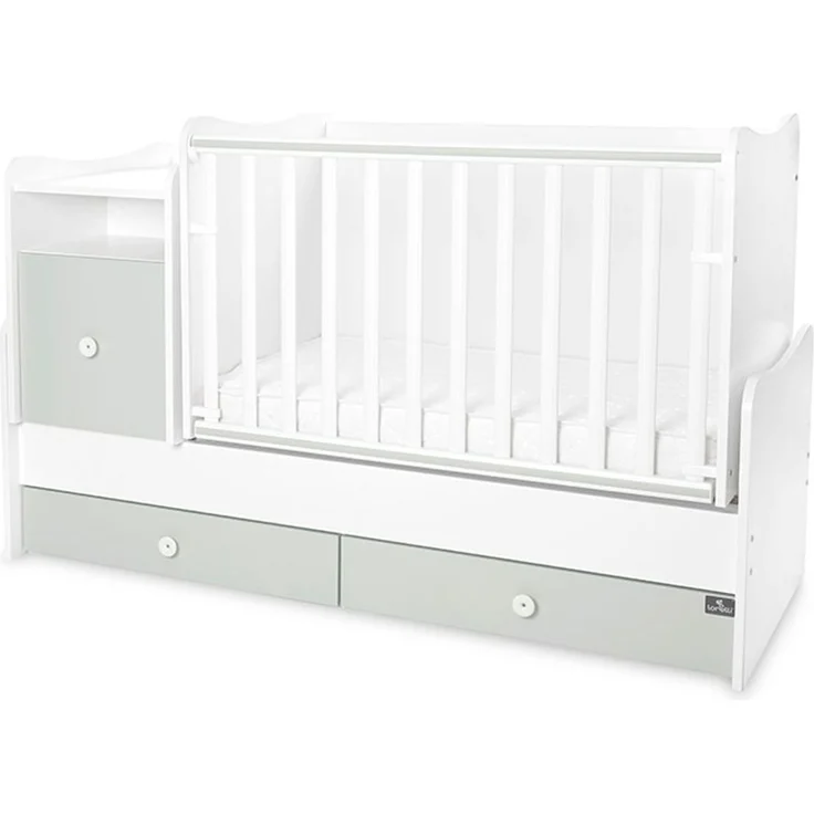 Lorelli Babybett Trend Plus 70x160cm Schreibtisch Kinderbett Schubladen Kommode grün – Bild 1