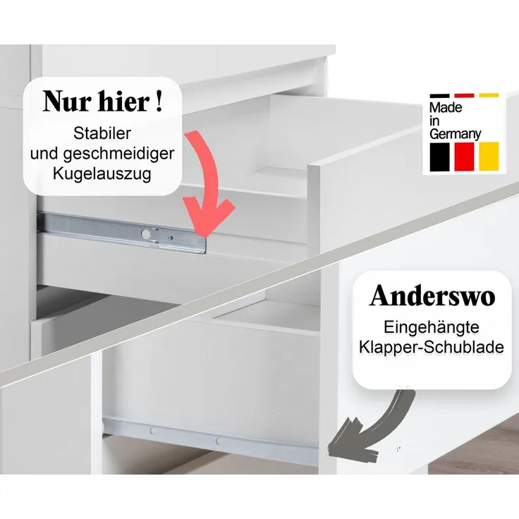 Home Collective Kleiderschrank mit 2 Türen, 3 Einlegeböden und 2 Schubkästen in Weiß (Schrank Garderobenschrank für Schlafzimmer, Kinderzimmer, Flur, Keller) Kleiderschrank 90 cm breit mit Schubladen Höhe 182 cm