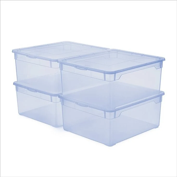 ROTHO Stapelbox Clear Box 18L Aufbewahrungsbox transparent stapelbar mit Deckel (4er-Set, 4 St, Stapelboxset) – Bild 4