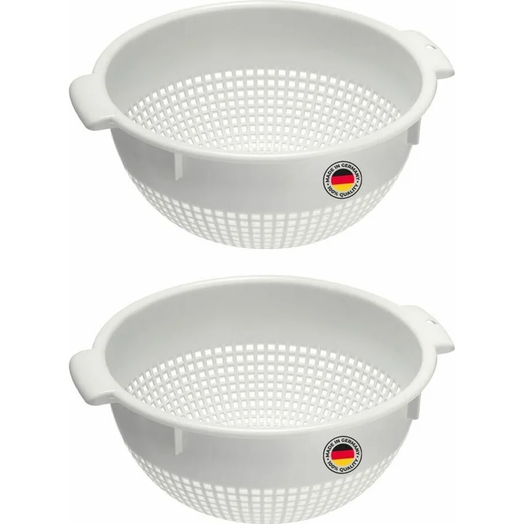 WESTMARK Seiher 2 Stk, groß, mit 2 Griffmulden und 4 Aufsatzrasten zum Waschen und, PE, spülmaschinengeeignet, Made in Germany – Bild 1