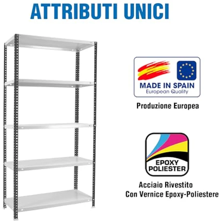 Simon Rack Metallregal, 5 verstellbare Regalböden, 100 kg Biegepunkt, 2000 x 1000 x 300 mm, mit Schrauben, Lagerregal, Anthrazit/Weiß, Comfort – Bild 6
