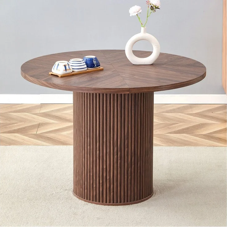 JUFU Esstisch aus MDF, rund ca. 100 cm Ø, Wohnzimmertisch, Couchtisch, Küchentisch (1-St), Modernes Holz-Design für Esszimmer & Küche – Bild 1