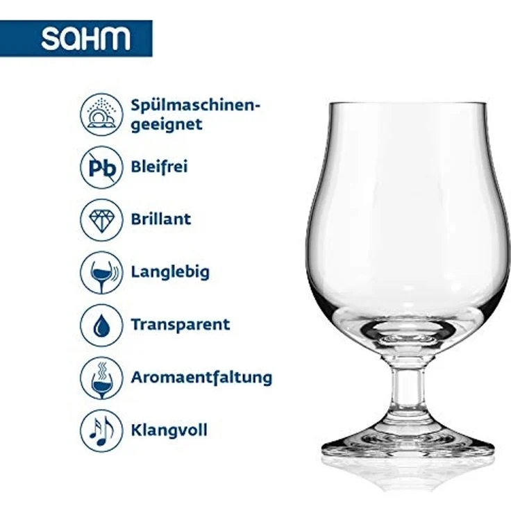 SAHM Bierglas Pokal Biergläser 0,3 Liter 6 Stück - Biertulpe, Edles Glas – Bild 4