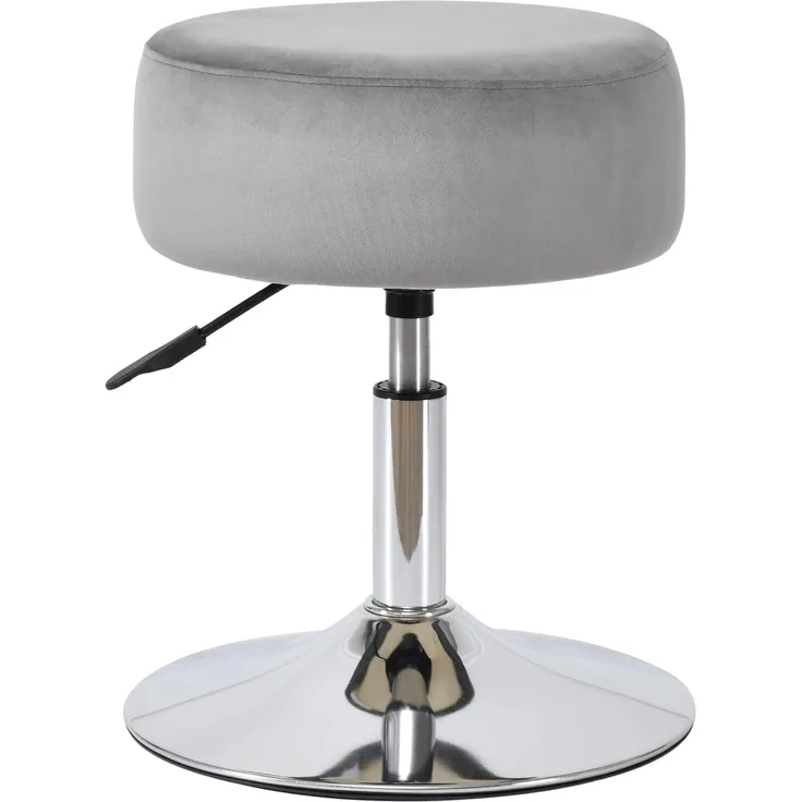 Drehhocker Sitzhocker Hocker RUND höhenverstellbar drehbar aus Kunstleder Farbauswahl Duhome 428S, Farbe:Grau, Material:Samt