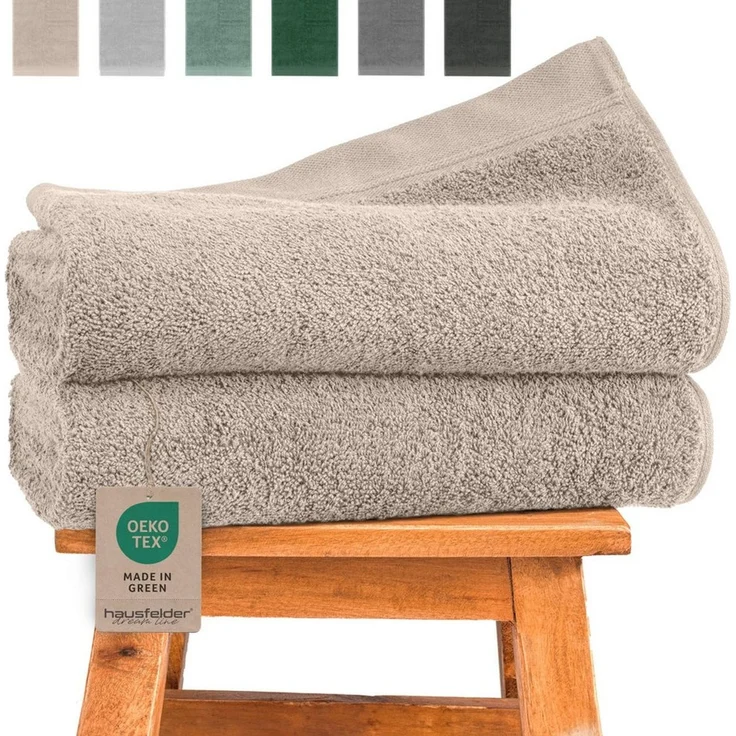 Hausfelder Handtücher Premium Duschtuch 2er Set (Beige, 2 Duschtücher 70x140 cm), (Set, 2-St), 100% Baumwolle, weich, saugfähig, Uni-Farben – Bild 5