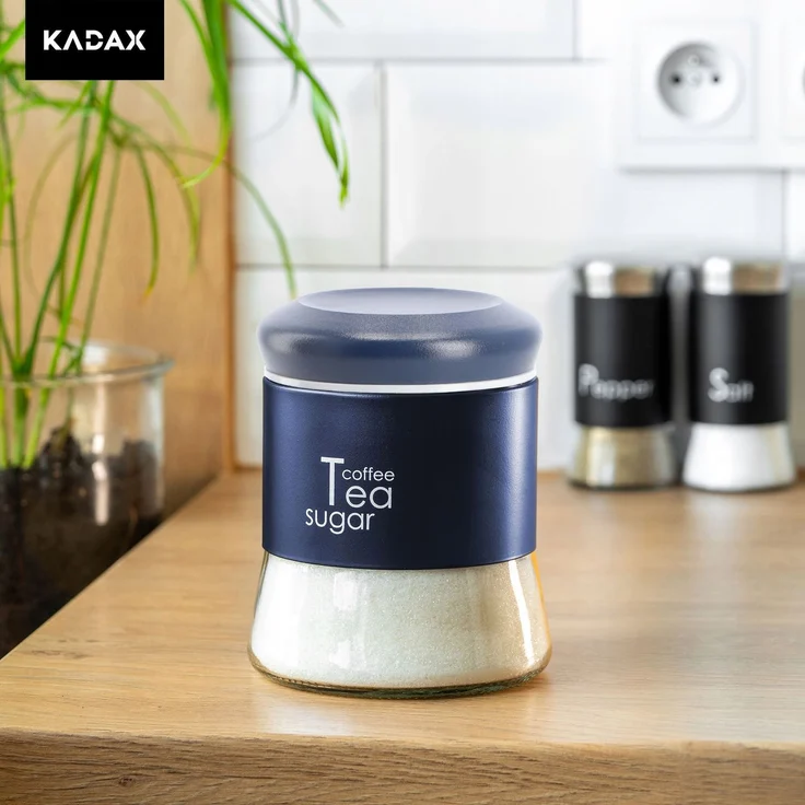 KADAX Glasbehälter für Kaffee, Tee, Zucker, mit Deckel, Küche, 1 l + 0,75 l – Bild 5