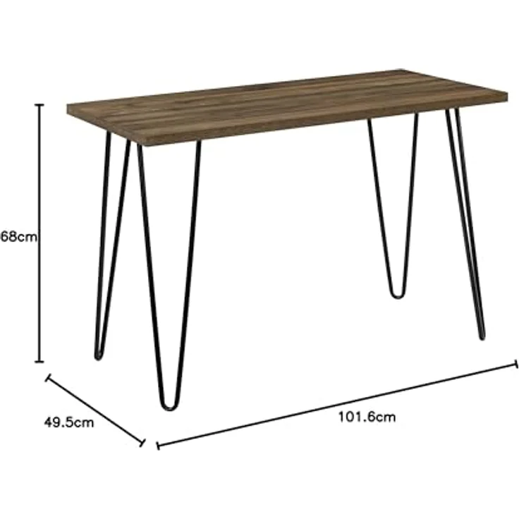 DHP Furniture Cassie Schreibtisch Walnussoptik mit schwarzen Metallbeinen (BxTxH) 101x49x68 cm – Bild 3