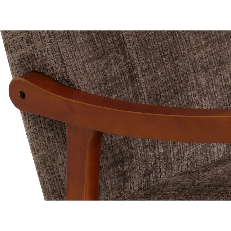 Schaukelstuhl HWC-K10, Relaxsessel, Holz FSC® Stoff/Textil Chenille (465g/m²) ~ braun, Gestell Walnuss-Optik – Bild 8