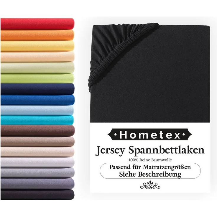 Hometex Premium Textiles Spannbettlaken für Topper bis 10cm Steghöhe, Jersey, Gummizug: Rundumgummizug, ideal für Boxspringbett Topper, 100% reine Baumwolle – Bild 5