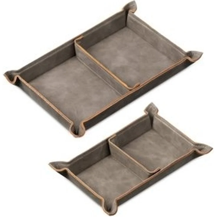 Navaris Organizer Lederschale aus Kunstleder - 2x Ablageschale - Organizer - grau (1 St) – Bild 6