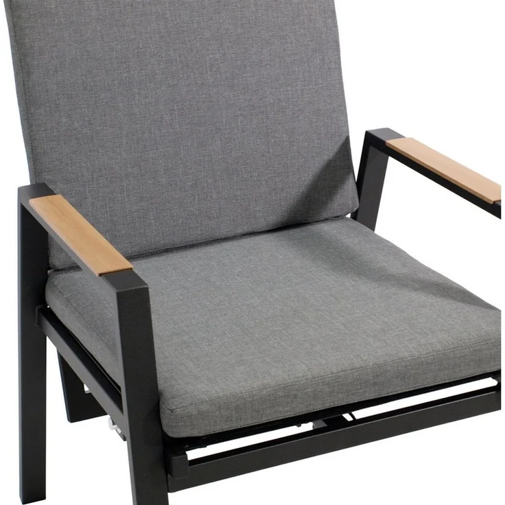DEGAMO Gartensessel BILBAO, Alu anthrazit, Armlehnen Holzoptik, stufenlos verstellbar – Bild 4