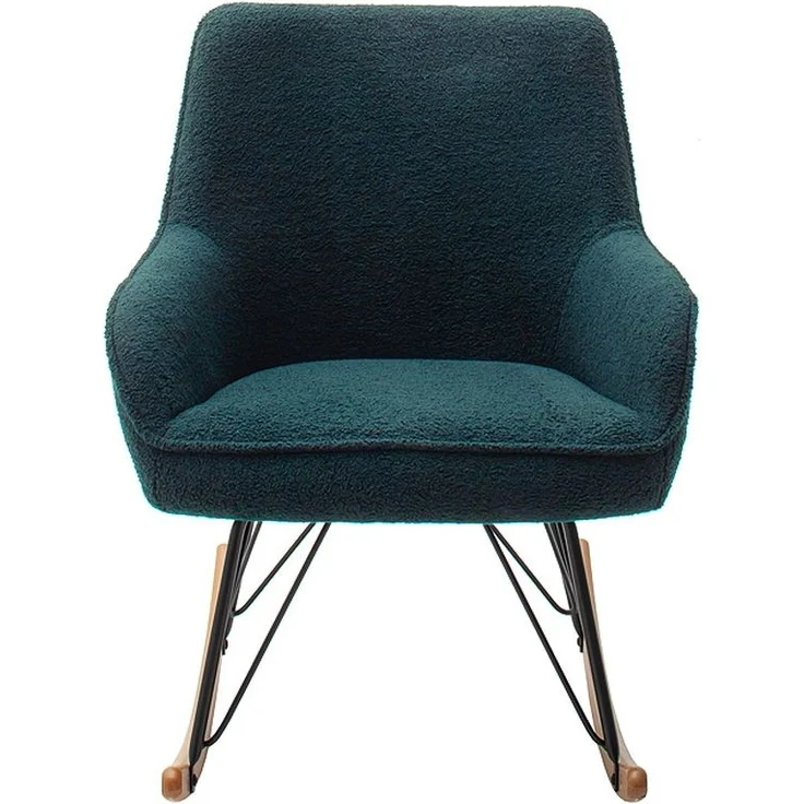 Schaukelstuhl >HOPKINS < in olive, Polyester/ Metall/ Buche - 69x91x80cm (BxHxT) – Bild 3