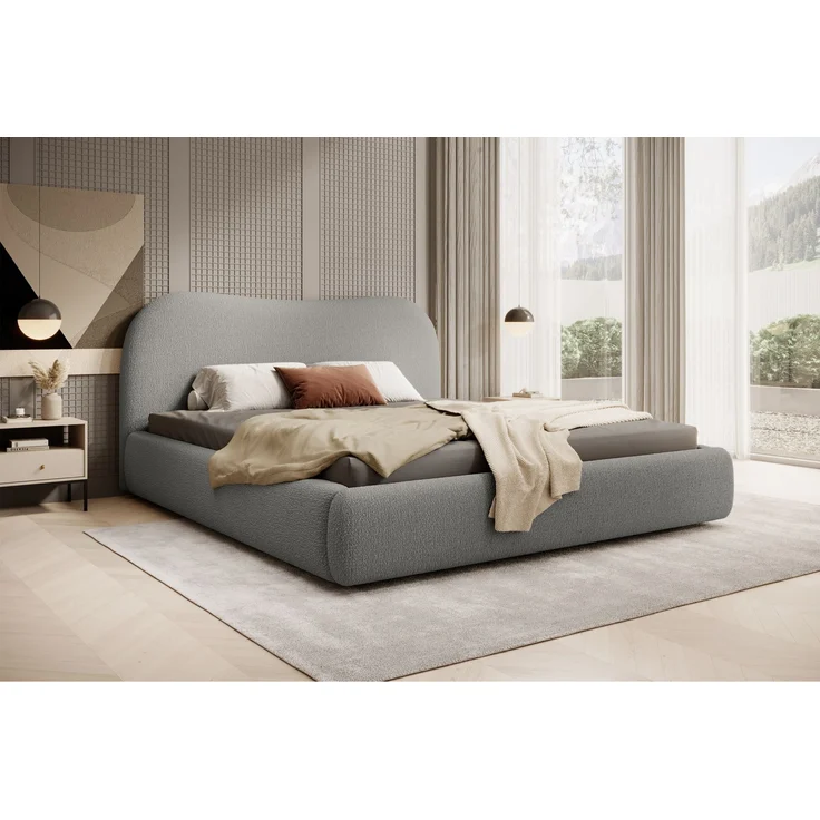 Selsey 'Simsalo' Polsterbett mit Bouclé-Bezug und Stauraum, dunkelgrau, 140x200 cm – Bild 3