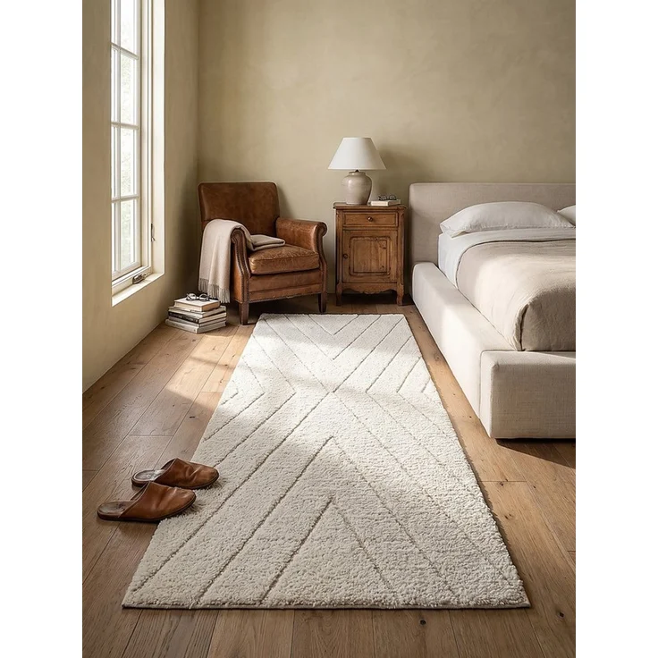KADIMA DESIGN Teppich ATRIO Teppichläufer Creme 80x150 Berber Polypropylen Wohnzimmer, Läufer, Höhe: 31 mm, Strapazierfähig, Pflegeleicht, Farbecht – Bild 3