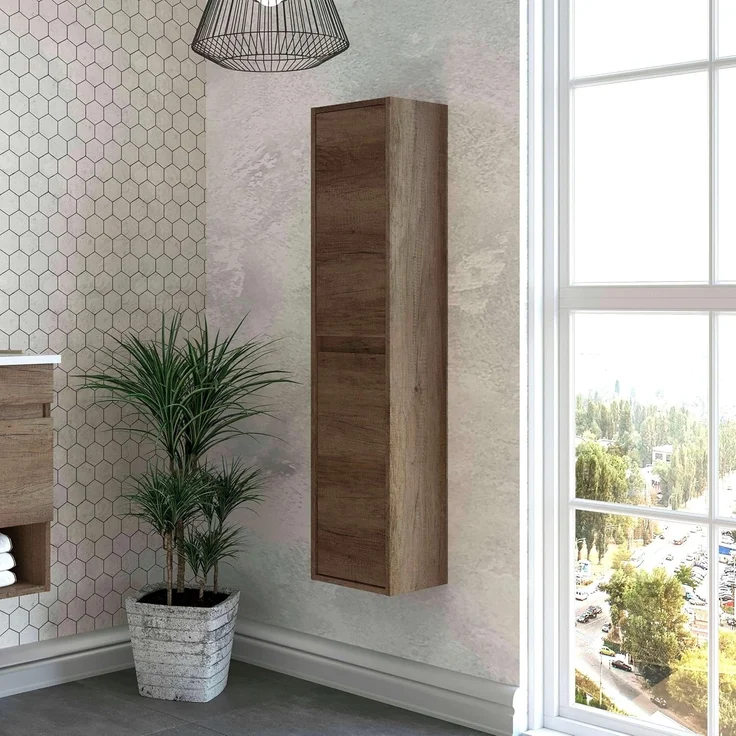 ARKITMOBEL, Badezimmer-Säule mit 2 Türen – schmaler Badhochschrank in Nordik-Optik, platzsparendes Badezimmermöbel, Maße: 30 x 140 x 25,5 cm (B x H x T), Modell Dakota – Bild 2