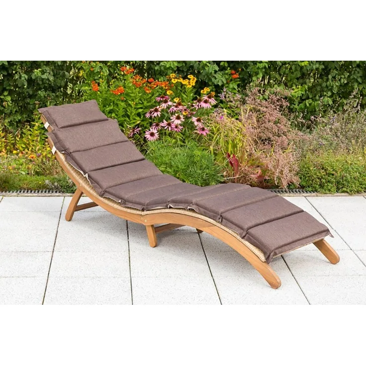 MERXX Gartenliege Capri, Akazie/Polyrattan, klappbar, natur, inkl. Kissen