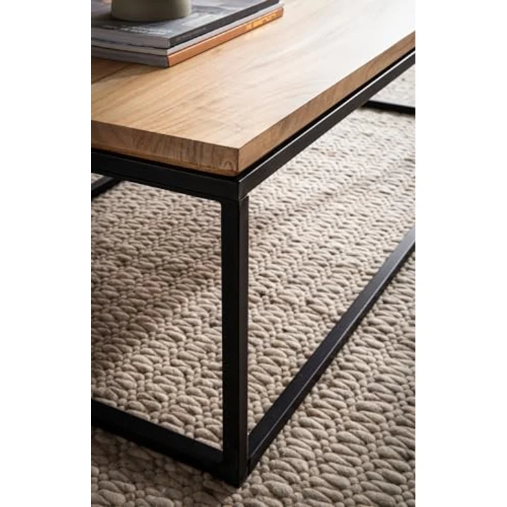 Livetastic Couchtisch Akazie, Massivholz rechteckig 60x40x120 cm, einfacher Aufbau für Wohnzimmer – Bild 6