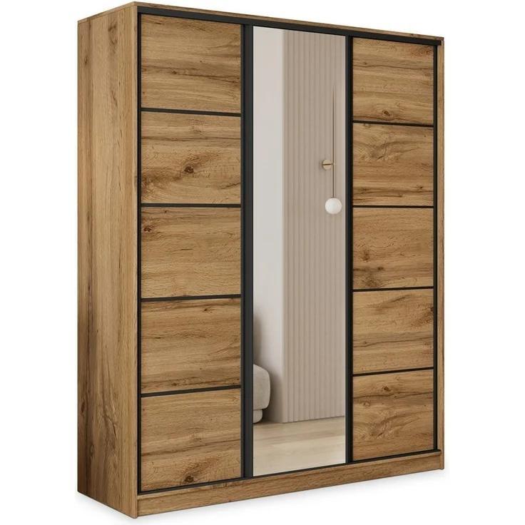 Masseno Schwebetürenschrank PINA Kleiderschrank mit Spiegel und Schubladen Schlafzimmerschrank – Bild 5
