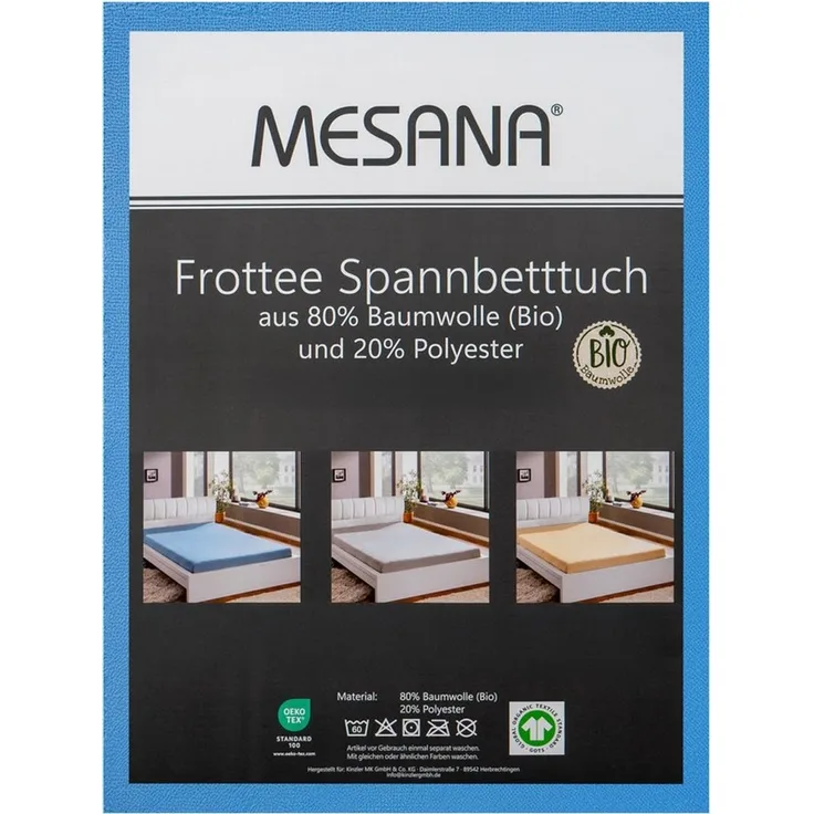 MESANA Spannbettlaken Frottee, Baumwolle, Gummizug: rundum, (1 Stück), unifarben