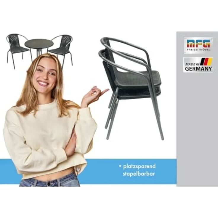 Balkonmöbel-Set Emilia 3-teilig Balkon Set Gartenmöbel Set Sitzgruppe Tisch – Bild 5