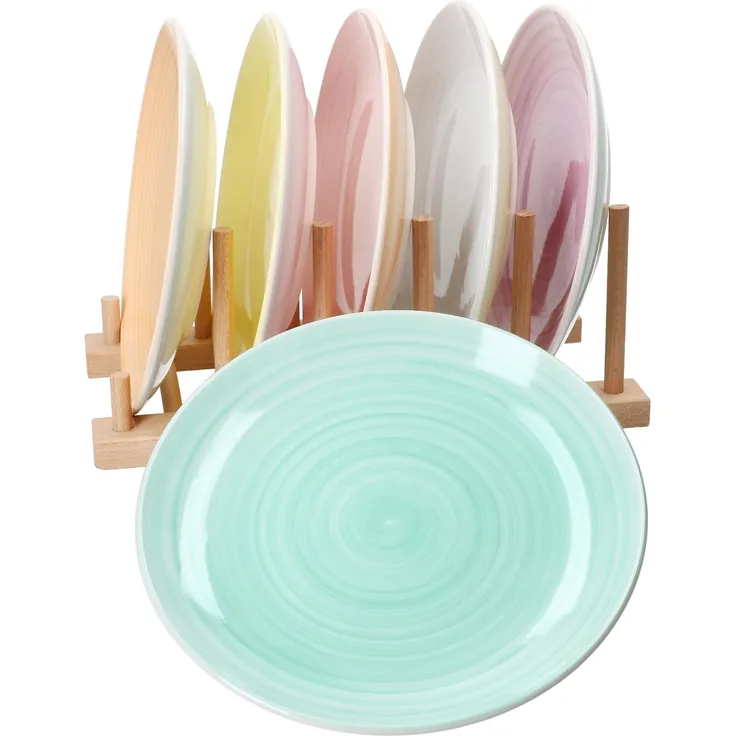 MamboCat Frühstücksteller Pastello 6er Set Kuchenteller Steingut 6 Pers bunt Dessert-Teller