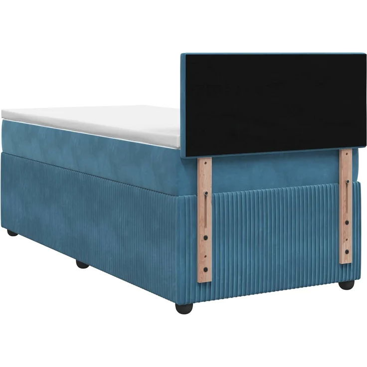 vidaXL Boxspringbett mit Matratze Dunkelblau 90 x 190 cm Samt 3451581 – Bild 8