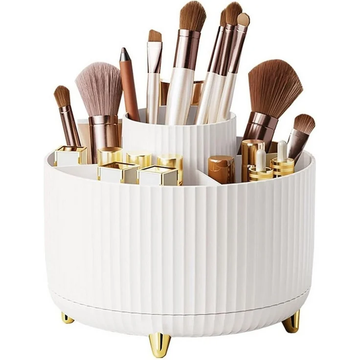 FELIXLEO Make-Up Organizer 360 Drehbarer Make up Organizer 5 Fächer für Schminktisch Weiß, 1-tlg. – Bild 1