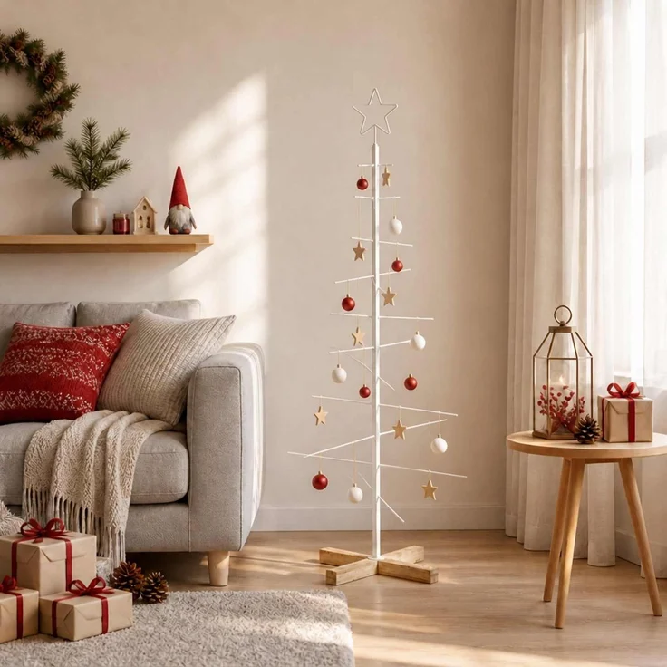 vidaXL Metall Weihnachtsbaum KUOPIO 120 cm Stahl Weiß 42053874 – Bild 1